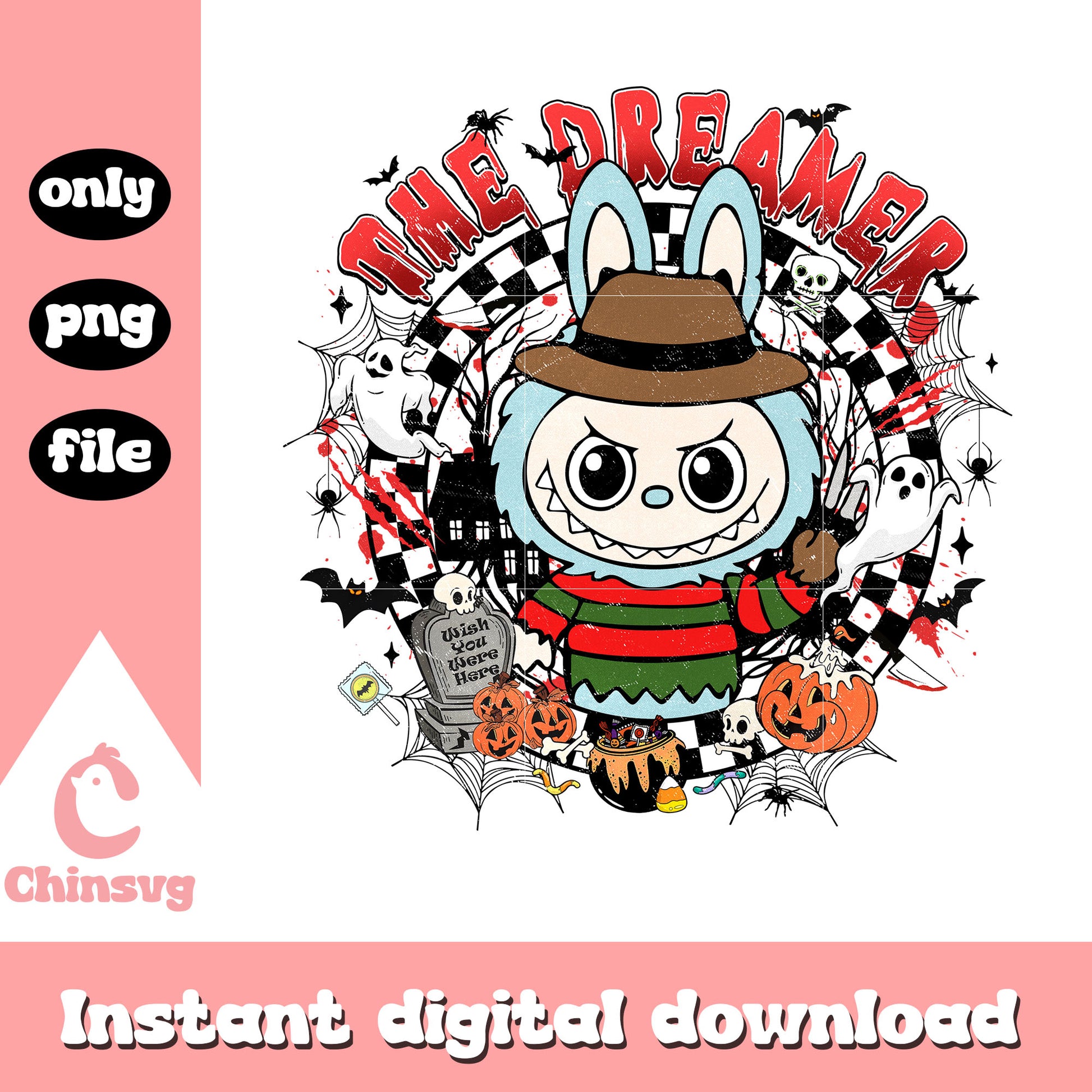 The dreamer labubu freddy krueger halloween png, freddy krueger outfits halloween png