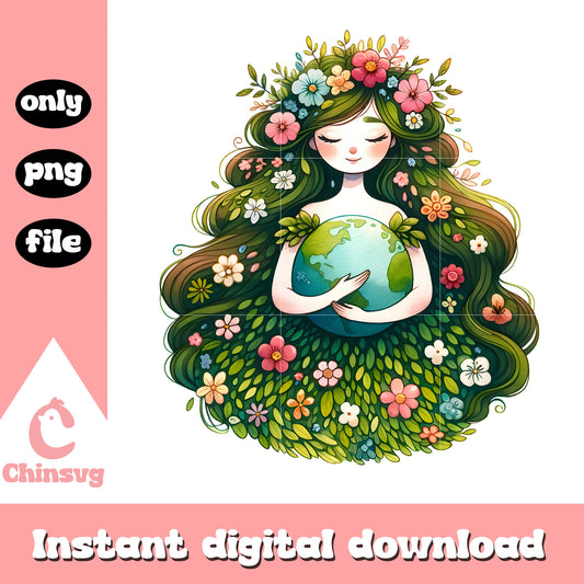 The floral fairy earth day design png, earth day crafts png
