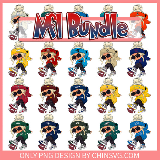 The girl play football nfl bundle png, 32 nfl teams list​ png