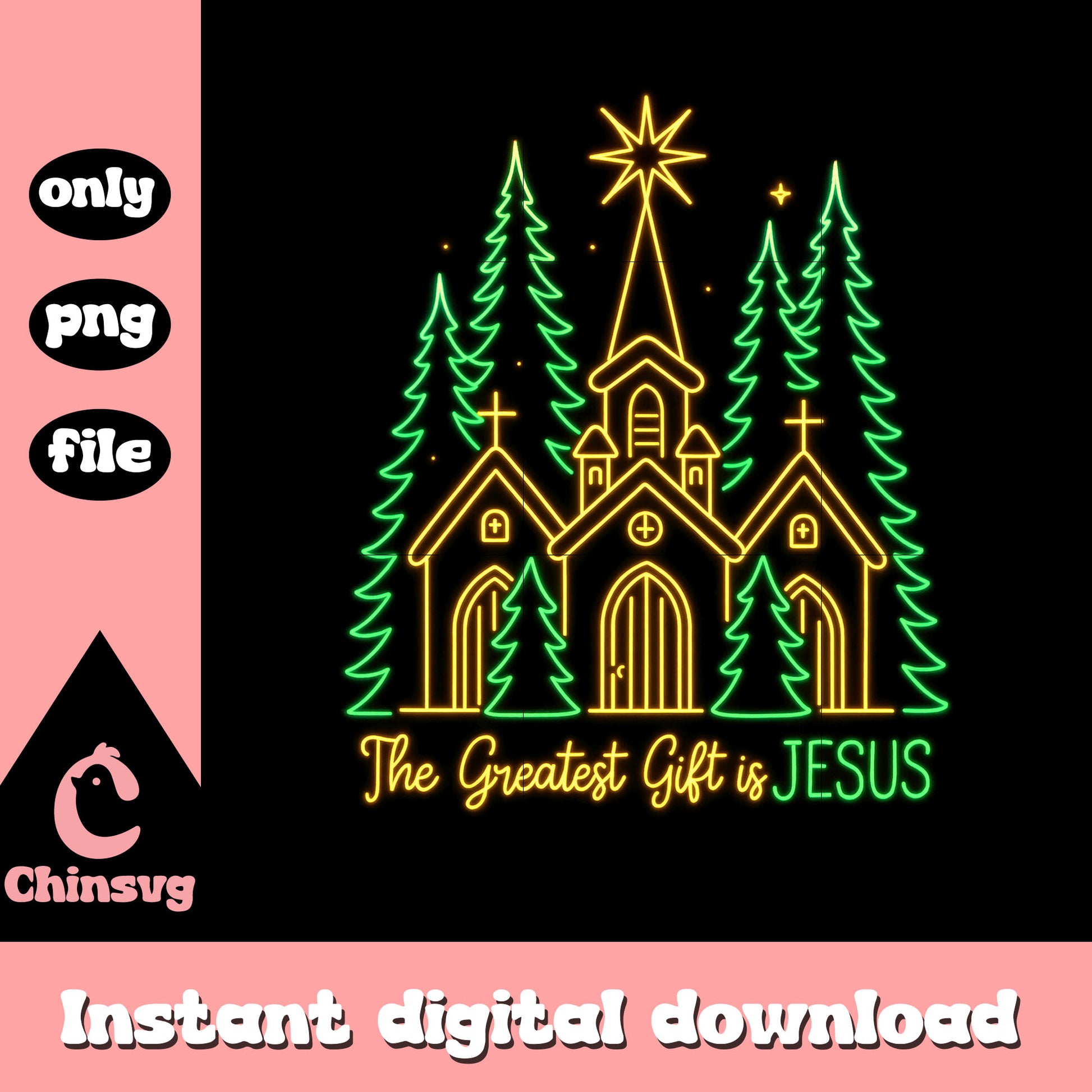 The greatest gift is jesus neon png, jesus christmas png