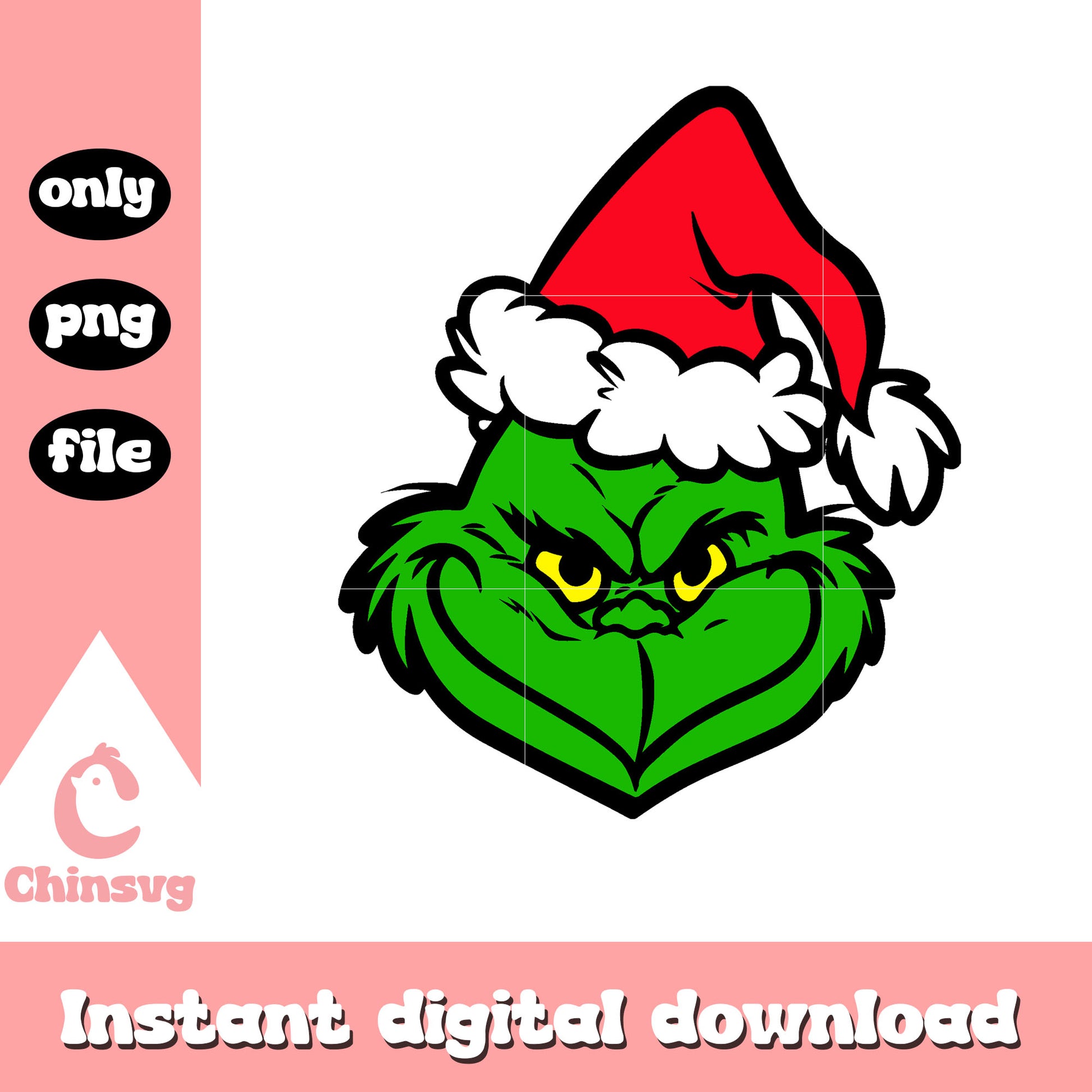 The green grinch head happy christmas png, christmas holiday png