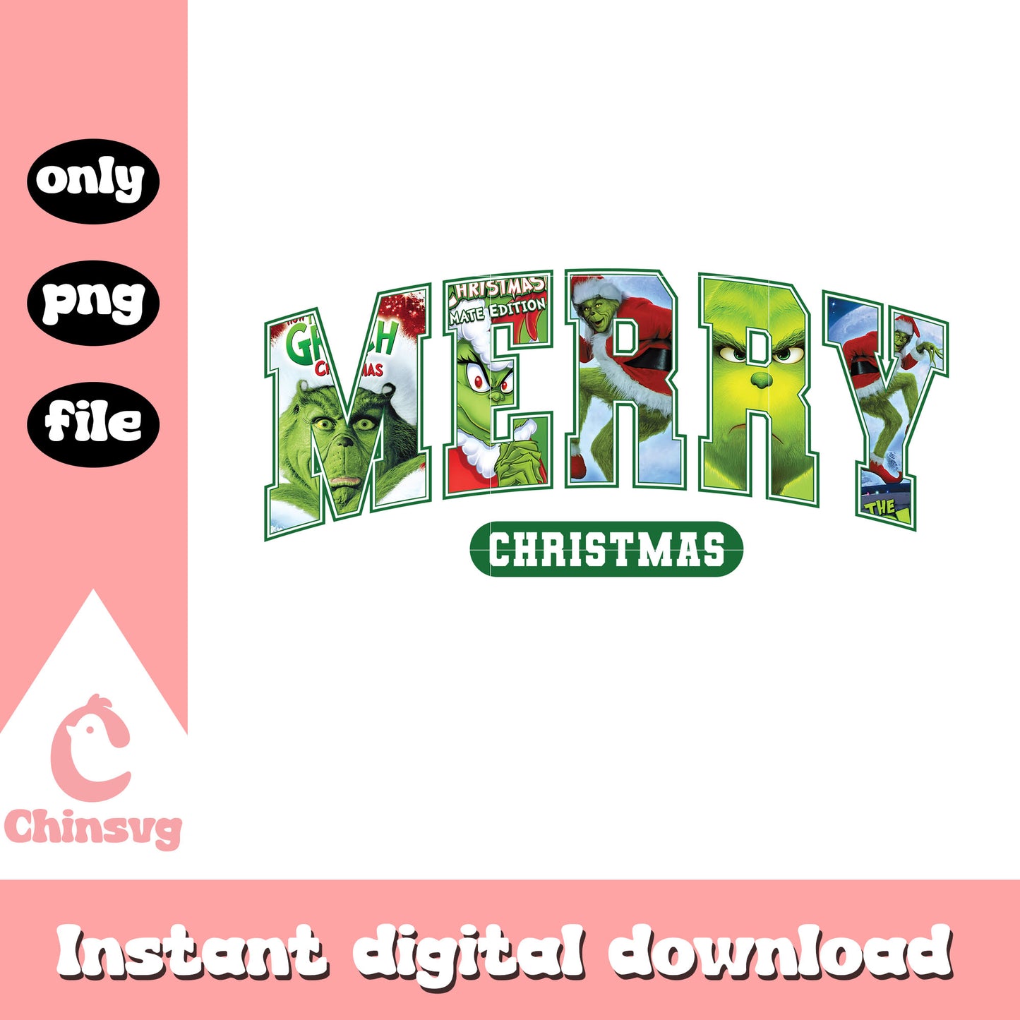 The green grinch merry christmas font png, christmas grinch png