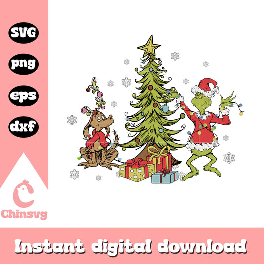 The grinch and max christmas tree svg, grinch christmas tree svg