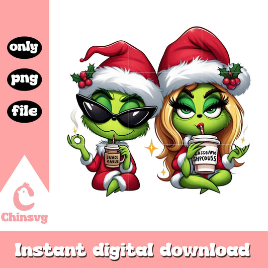 The grinch and miss grinch christmas day png, merry christmas png