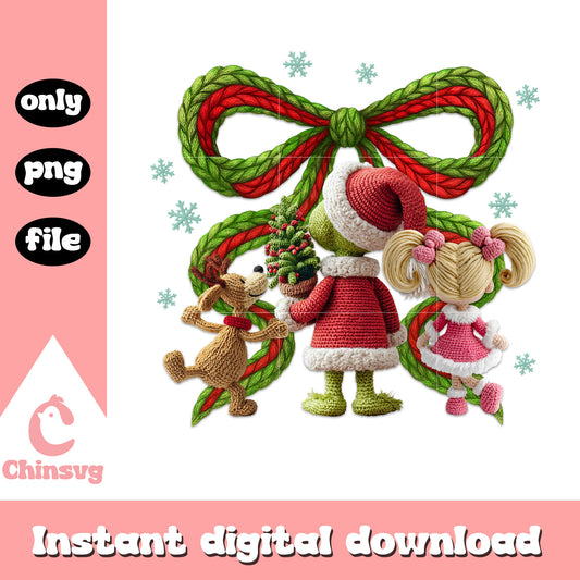 The grinch cast christmas bow png,  grinch movie png