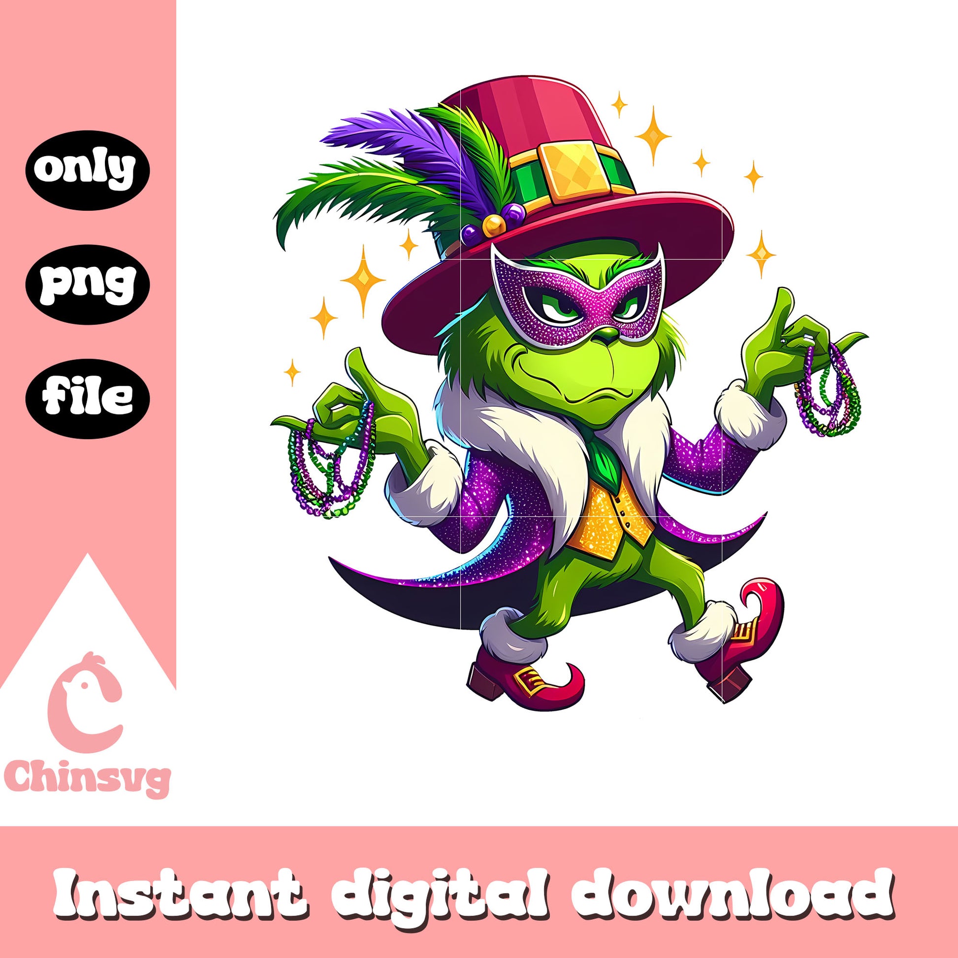 The grinch character mardi gras png, grinch png, mardi gras world png