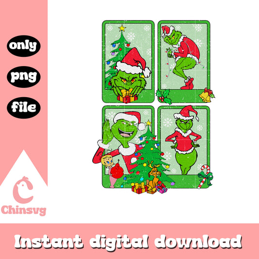 The grinch christmas trees design png, retro christmas tree png