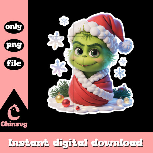 The grinch cozy christmas eve design png, vibes christmas png