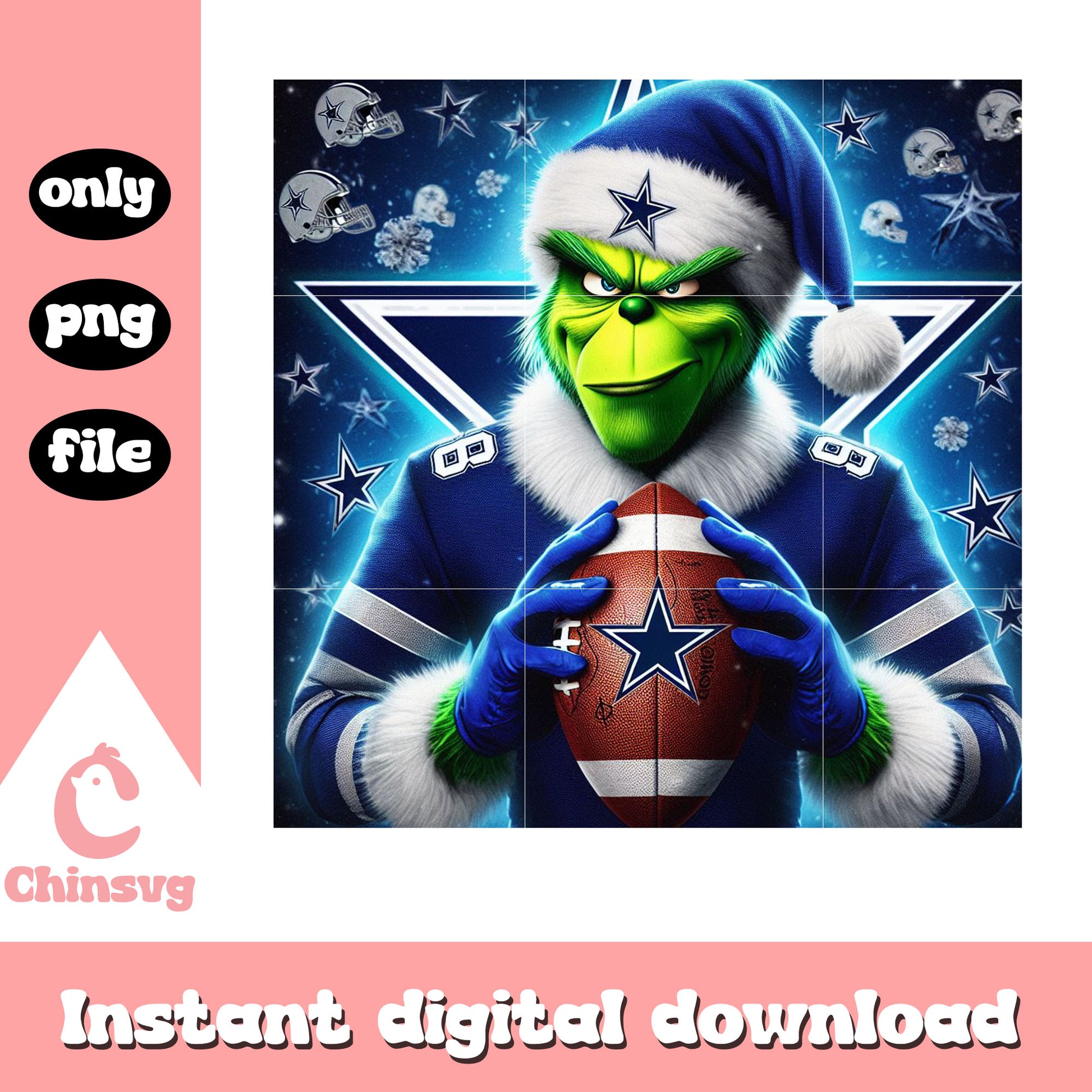 The grinch dallas cowboys rugby ball png, rugby ball png