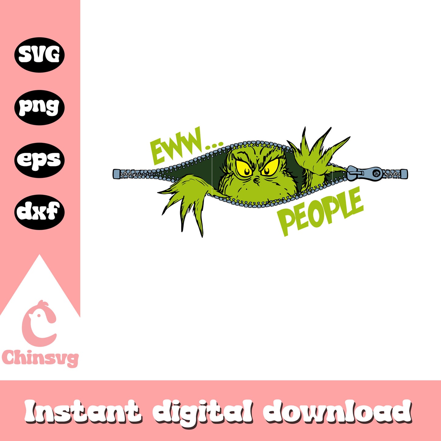 The grinch eww people zipper svg, grinch face svg