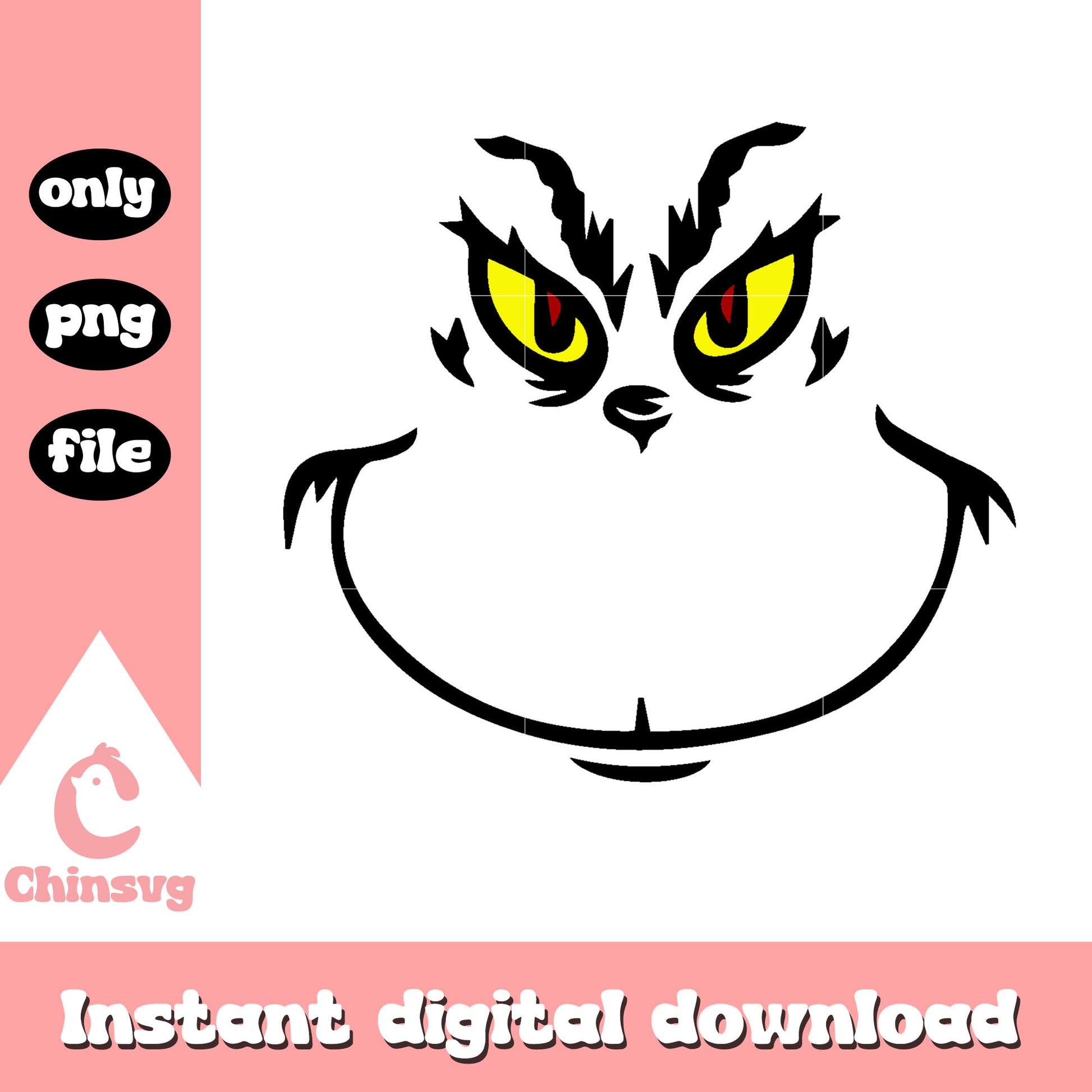 The grinch face christmas design png, grinch face png
