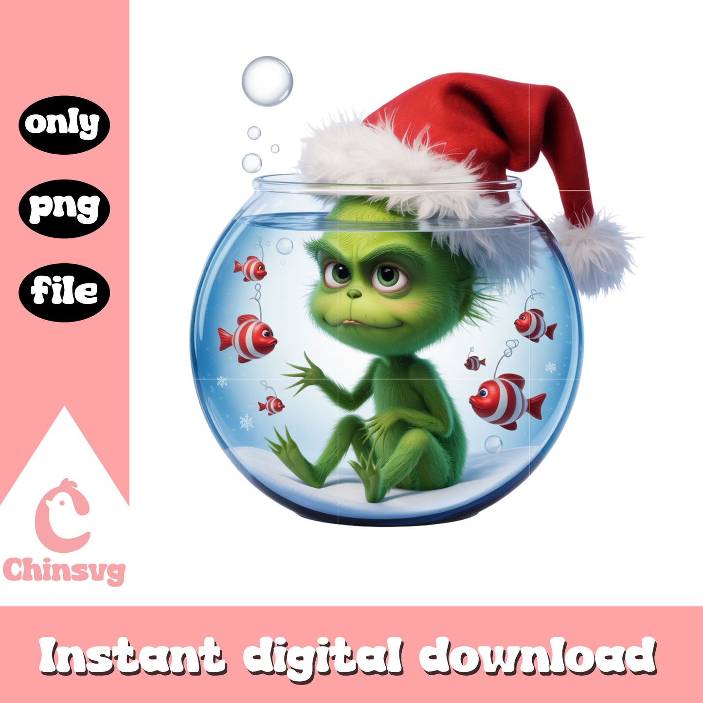 The grinch in aquarium christmas design png, grinch art png