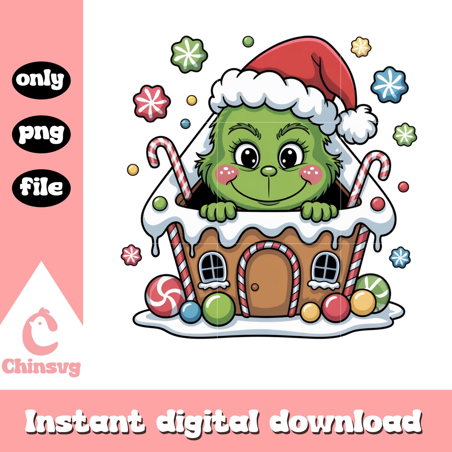 The grinch in christmas home design png, grinch face clip art png