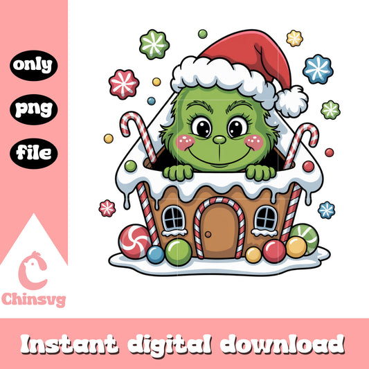 The grinch in christmas home design png, grinch face clip art png