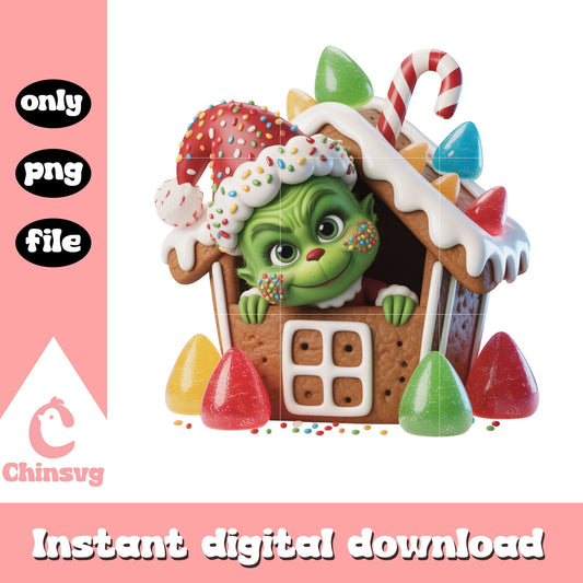 The grinch in christmas house png, the funny grinch png