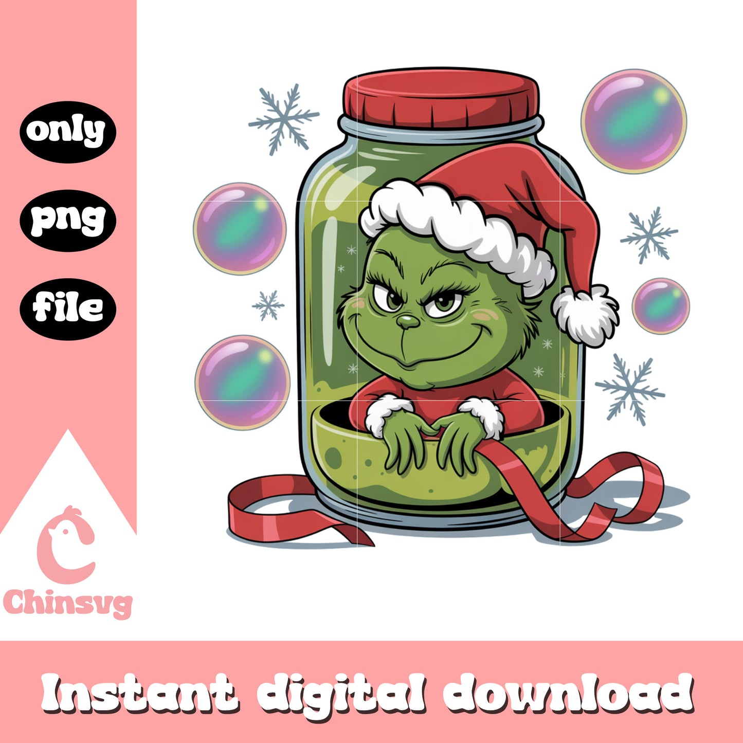 The grinch in glass jar christmas bubble png, that christmas png