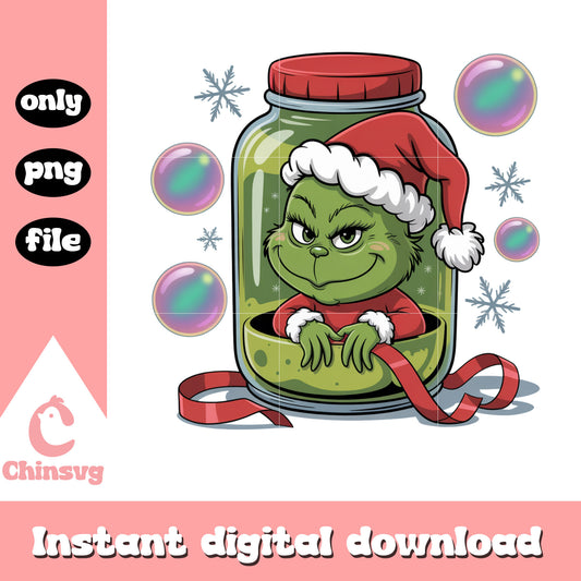 The grinch in glass jar christmas bubble png, that christmas png