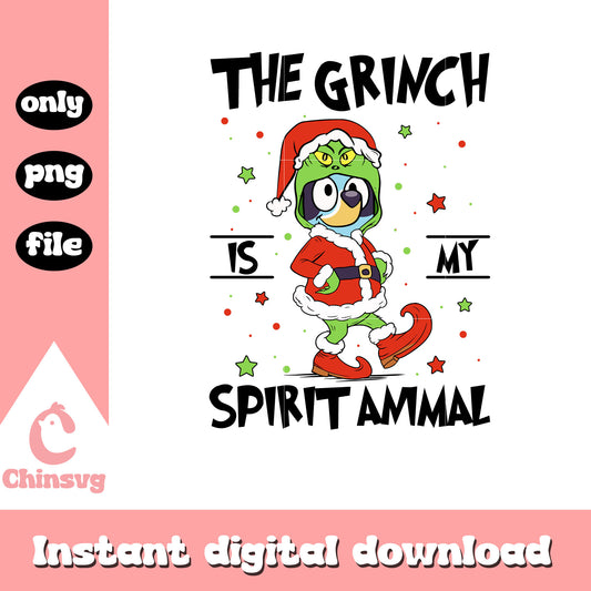 The grinch is my spirit animal design png, bluey grinch png