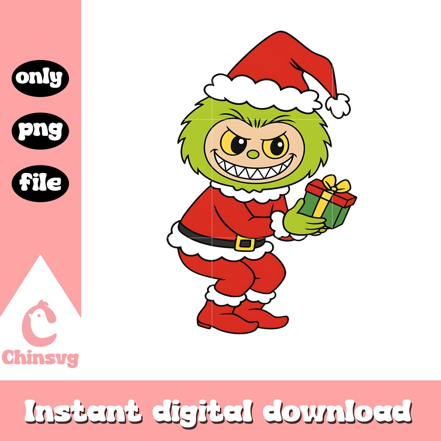 The grinch labubu christmas day png, grinch png