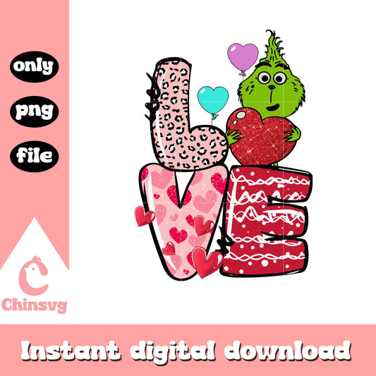 The grinch love valentine png, grinch character png, love png