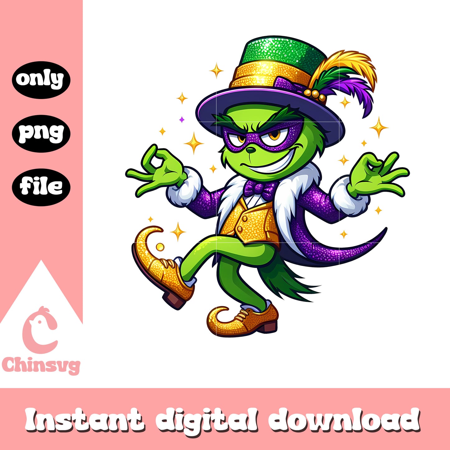 The grinch outfit on mardi gras day png, mardi gras png, dr seuss png