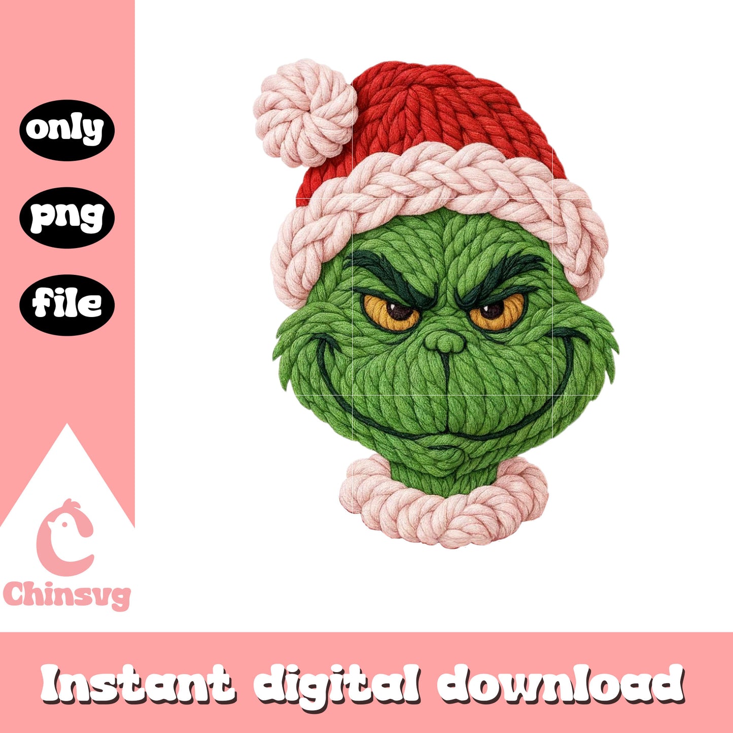 The grinch santa hat crochet png, how the grinch stole christmas png