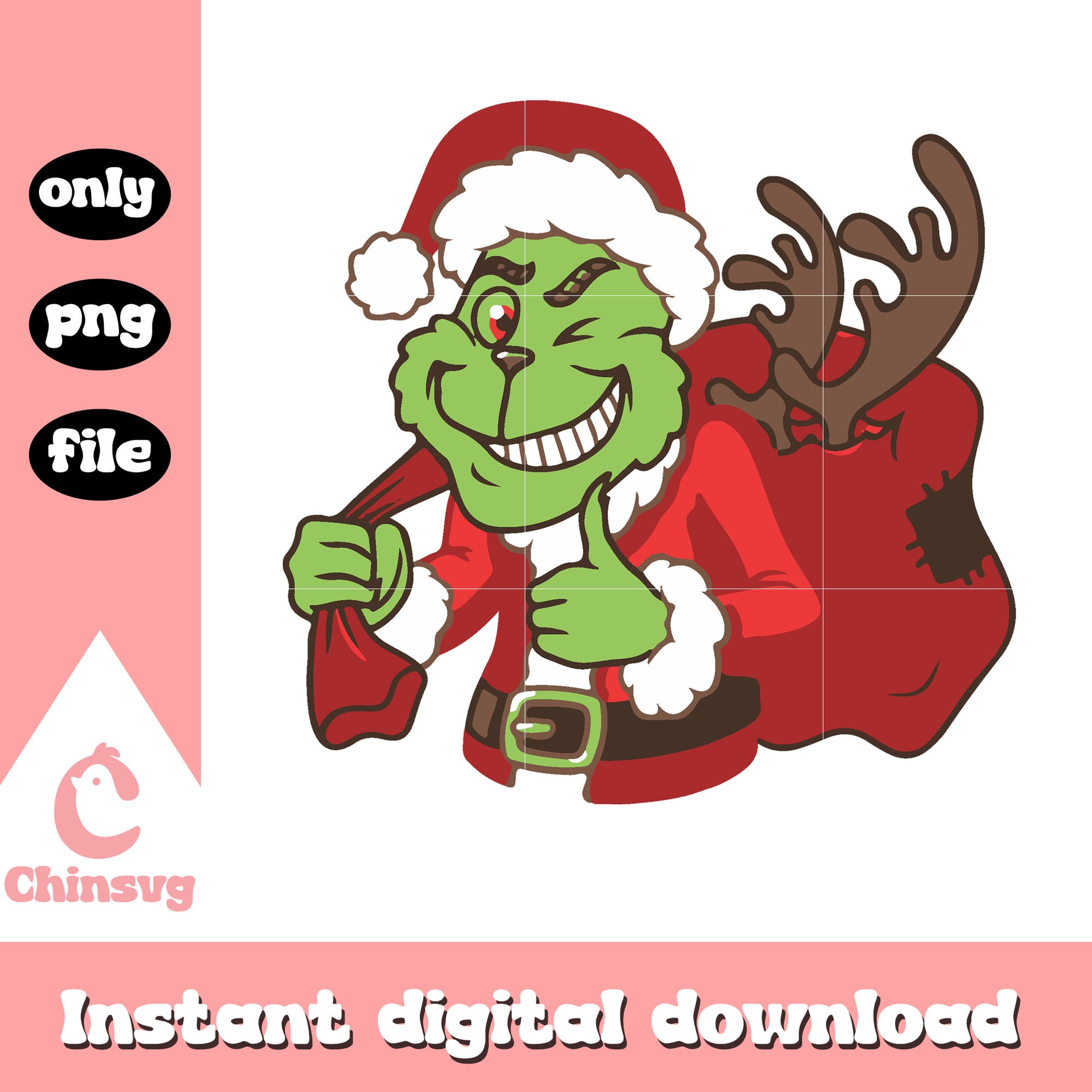 The grinch santa stole christmas gifts png, christmas presents  png