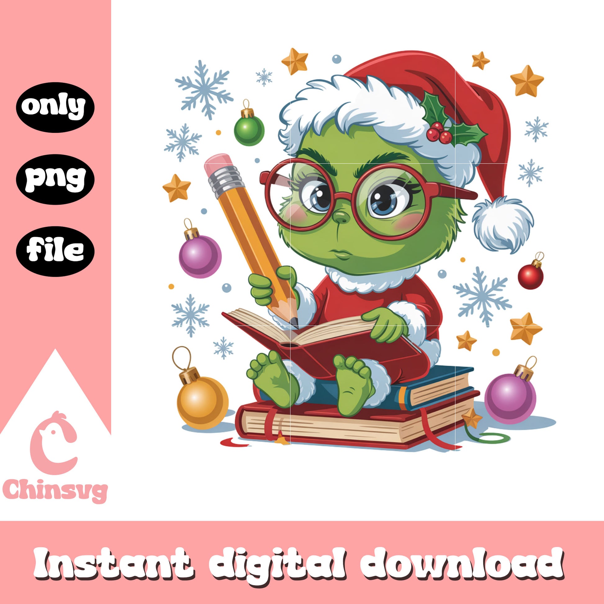 The grinch studying christmas ball png, image the grinch png
