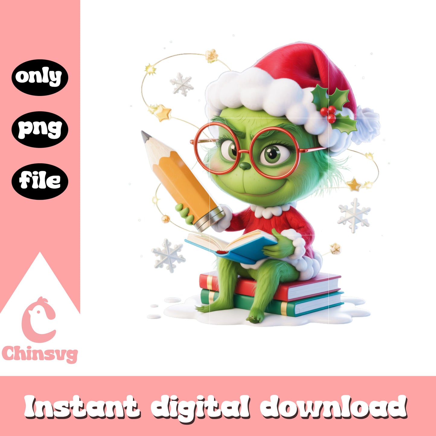 The grinch studying christmas holiday png, funny grinch meme png