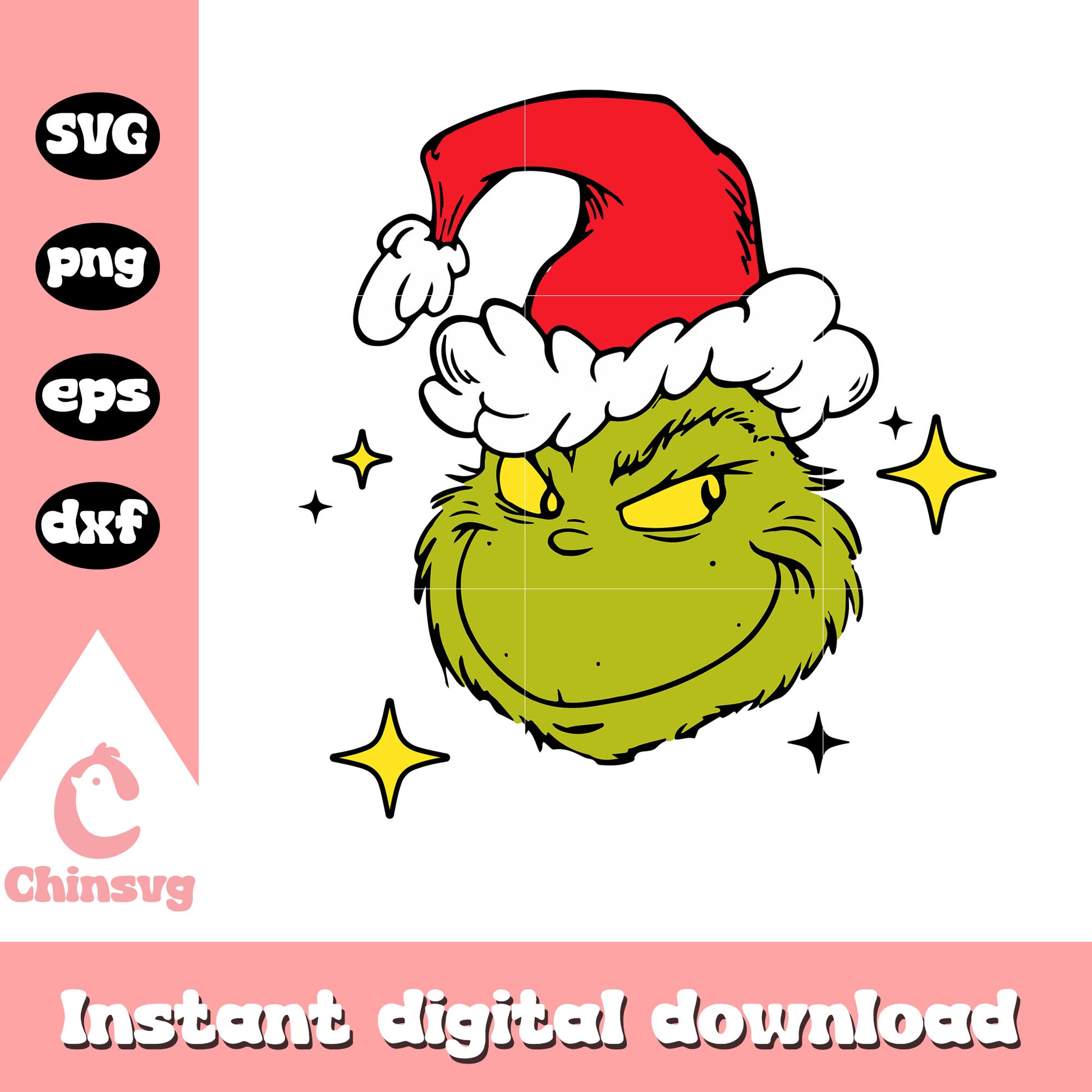 The grinch wear santa hat design svg, christmas hat svg