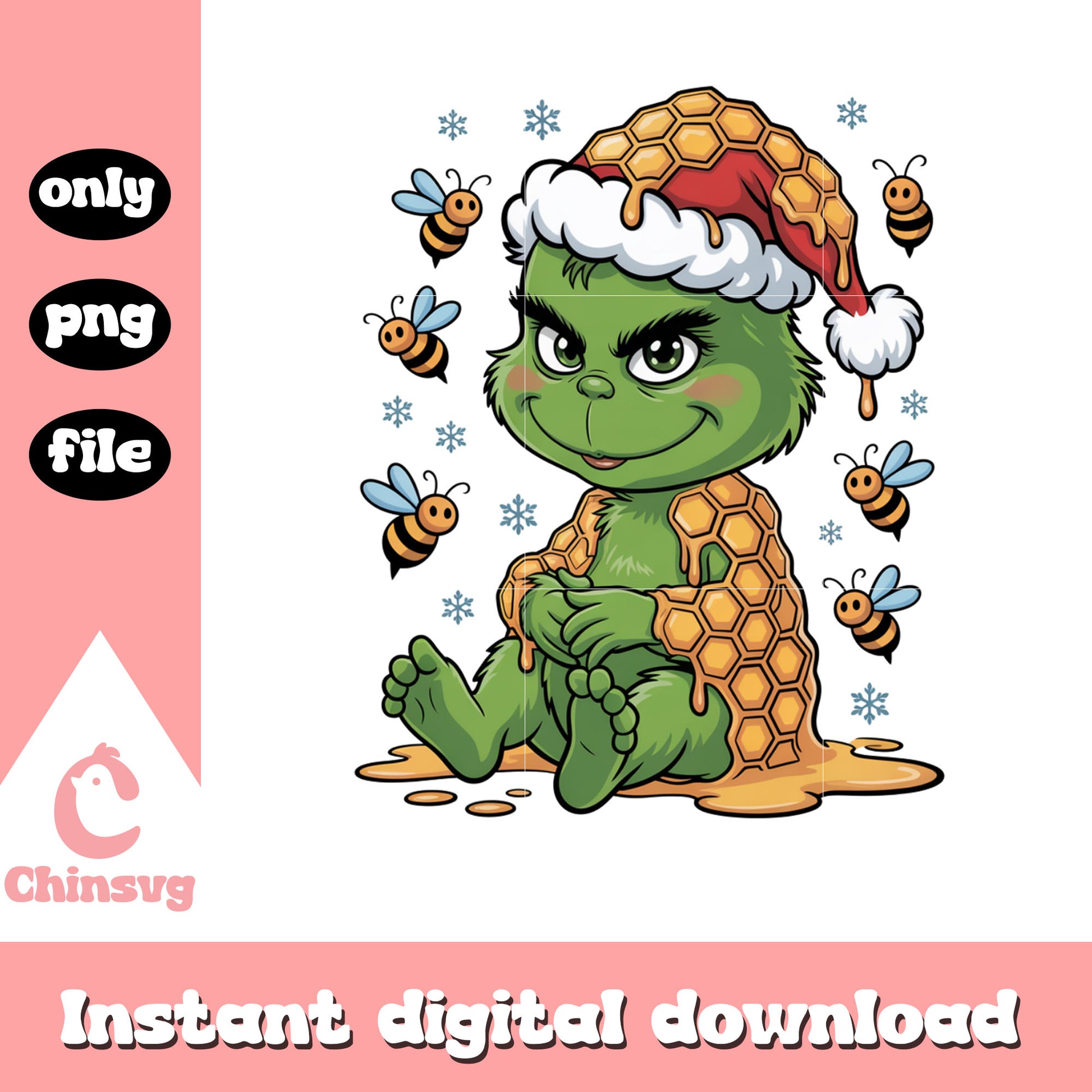 The grinch with honey bees christmas png, merry xmas meme png