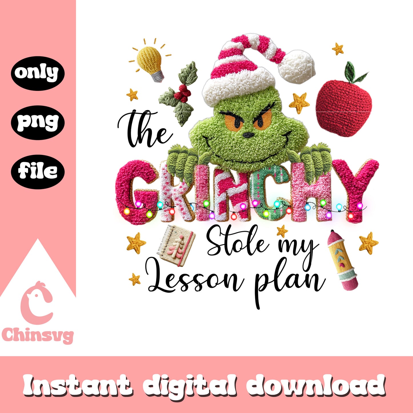 The grinhchy stole my lesson plan patchwork png, grinchy png