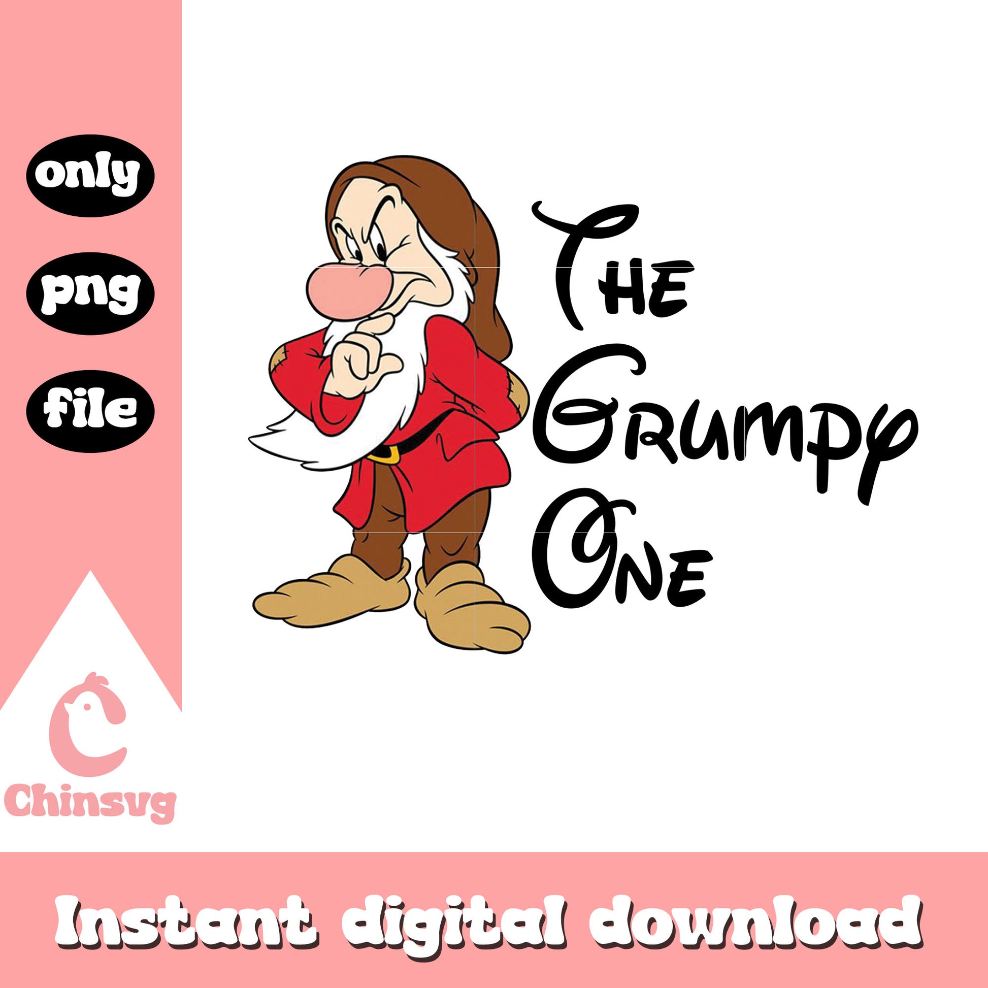 The grumpy one snow white cartoon art png, snow white grumpy png