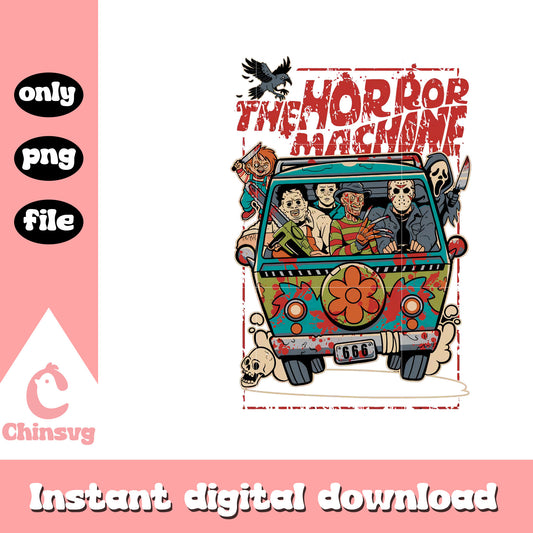 The horror machine halloween design png, characters horror films png