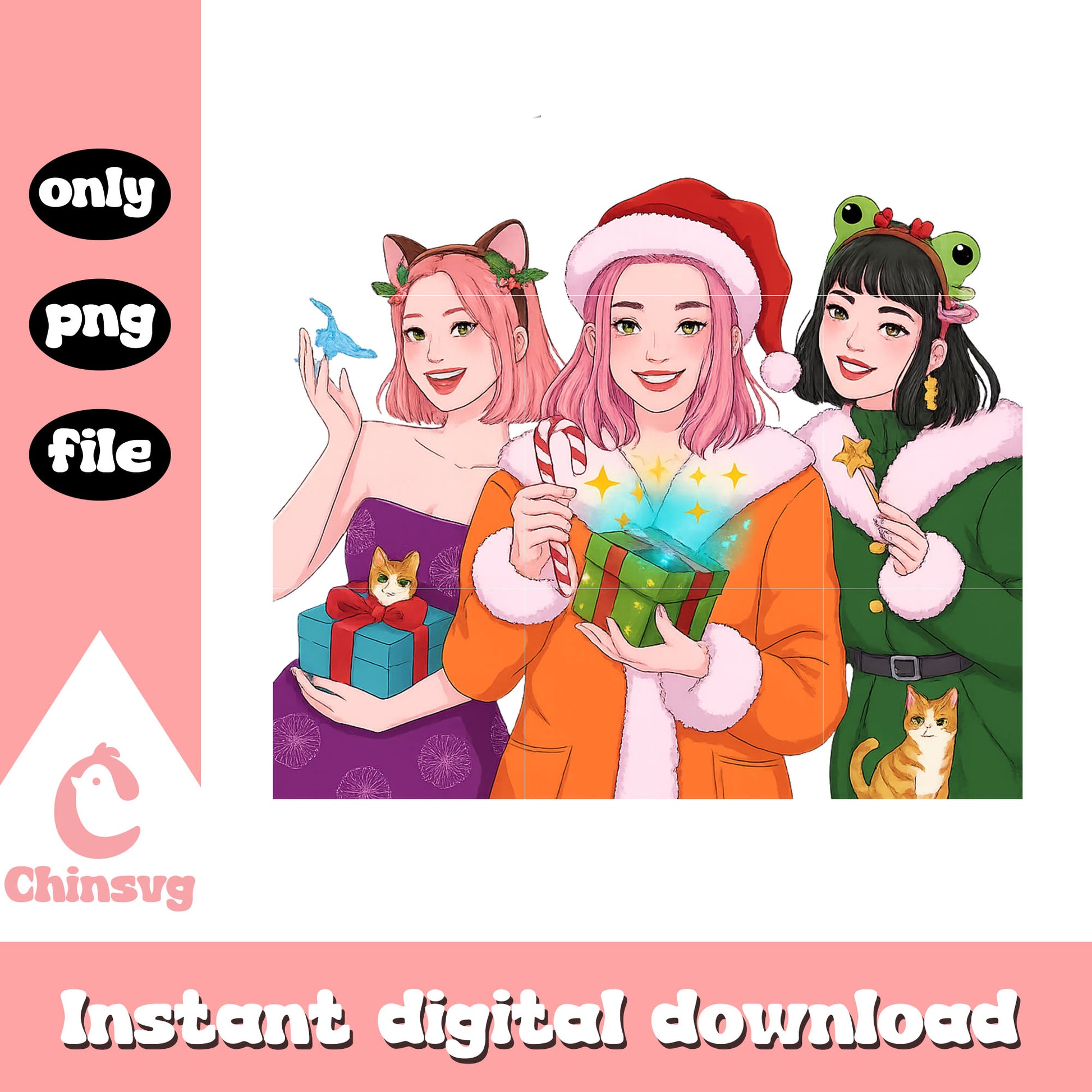 The huntrix and christmas gifts png, kpop christmas presents png