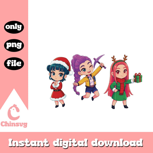 The huntrix band christmas presents  png, kpop christmas gifts png