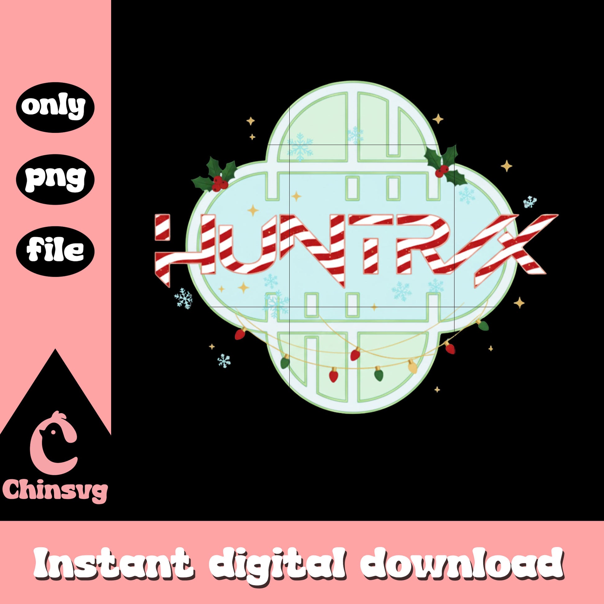 The huntrix candy canes text design png, demon hunters kpop png