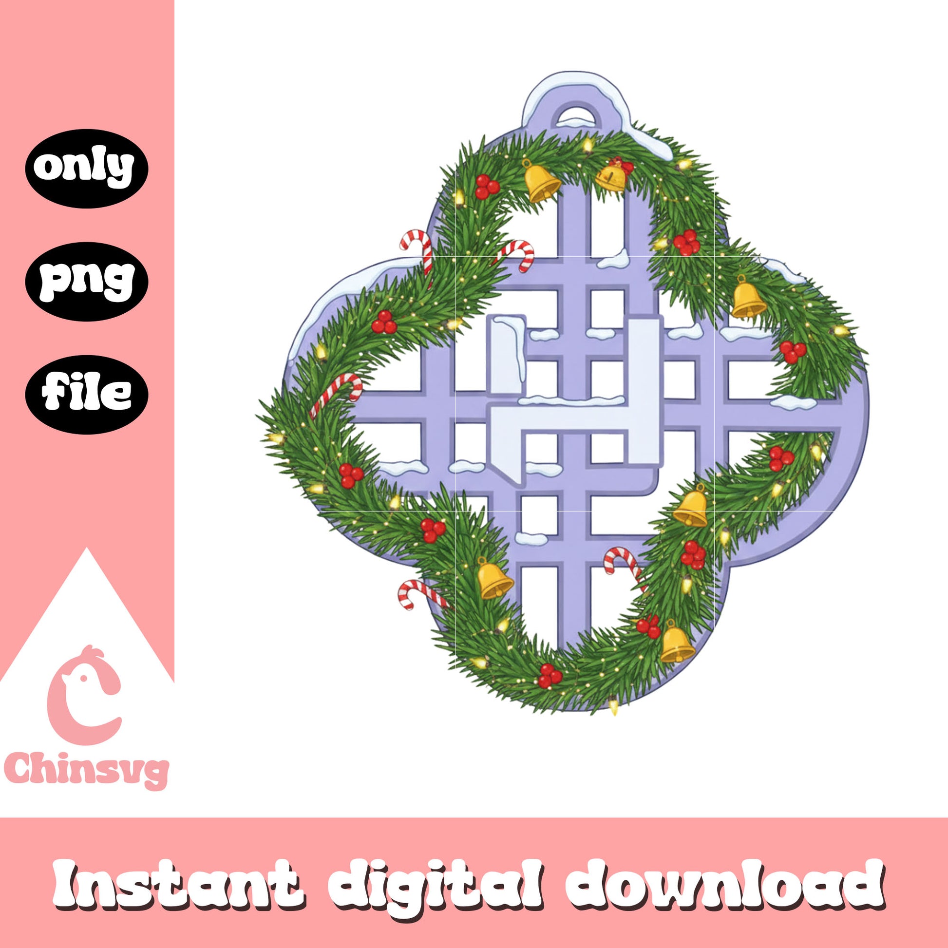 The huntrix logo christmas wreath design png, kpop demon hunter png