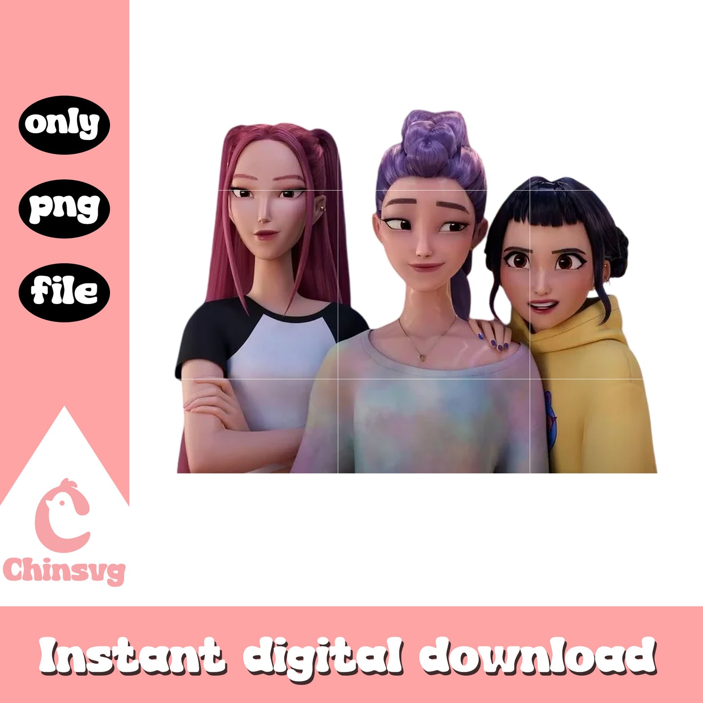 The huntrix members design png, kpop girl groups png