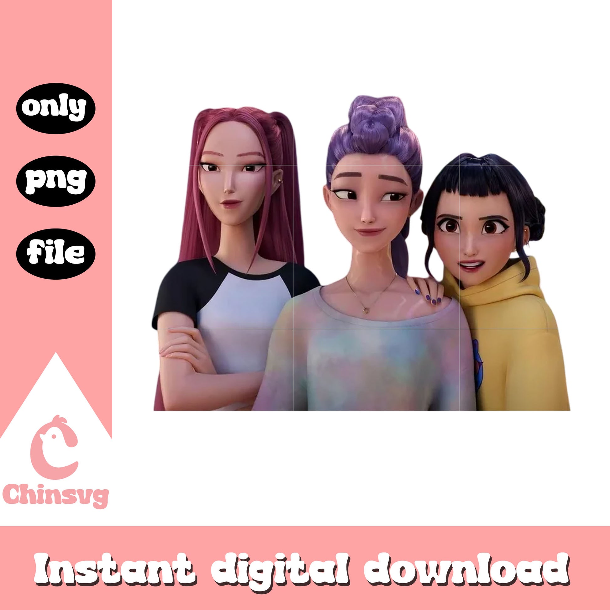 The huntrix members design png, kpop girl groups png