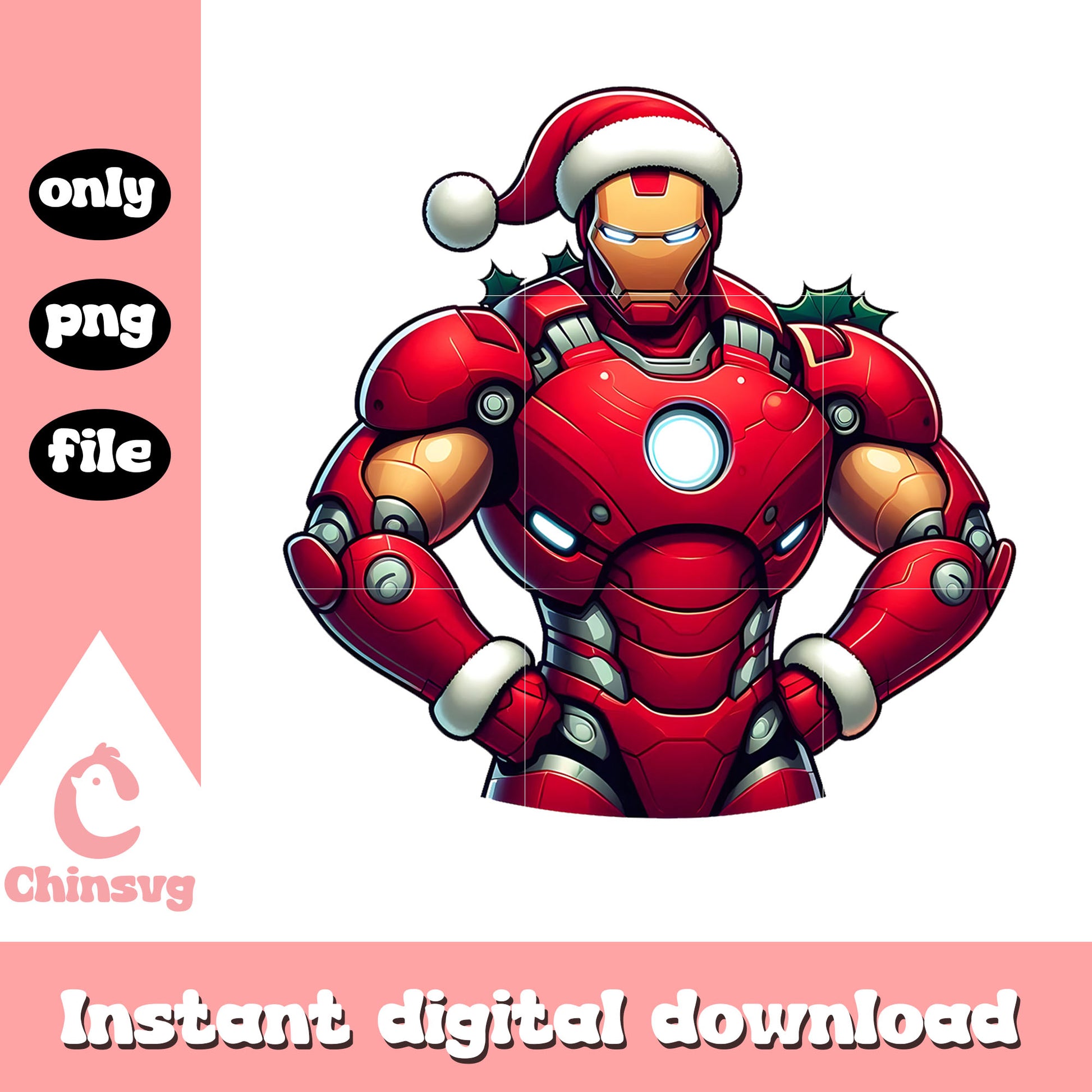 The iron man santa hat christmas png, ironman character png