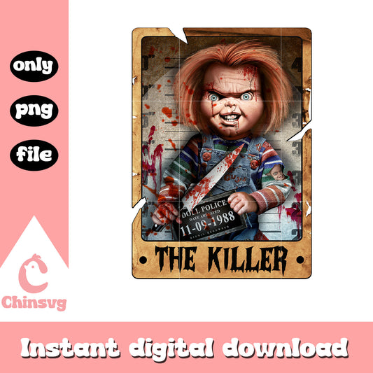 The killer chucky character design png, scary halloween movies png