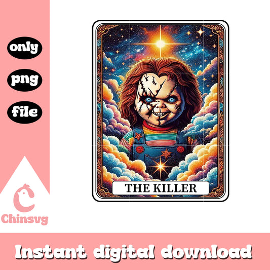 The killer chucky halloween design png, tarot cards png