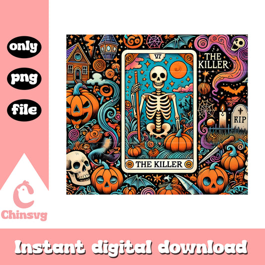 The killer halloween card tumbler design png, tumbler clipart png