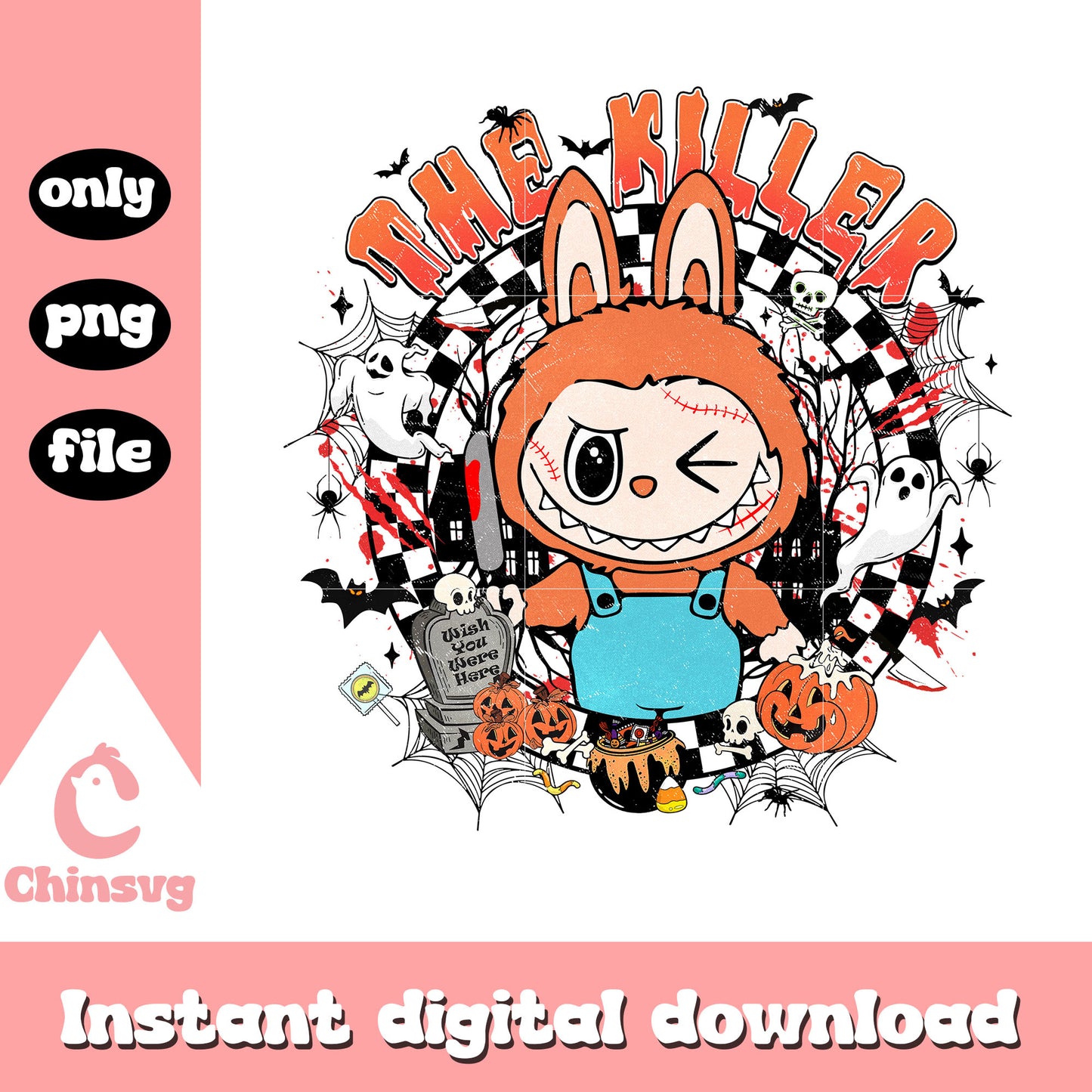 The killer labubu chucky halloween png, chucky halloween png