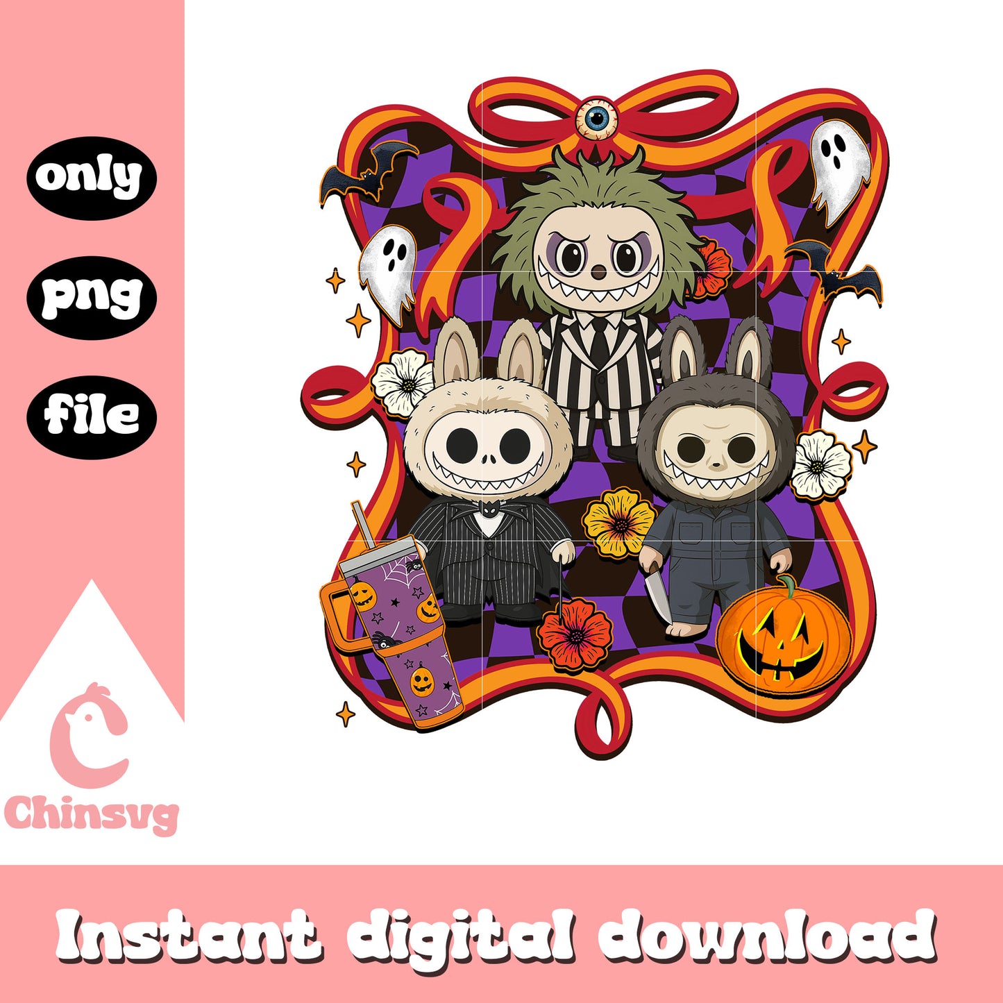 The killers halloween labubu bow png, halloween horror movies png