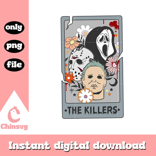 The killers horror retro floral tarot card png, horror card png