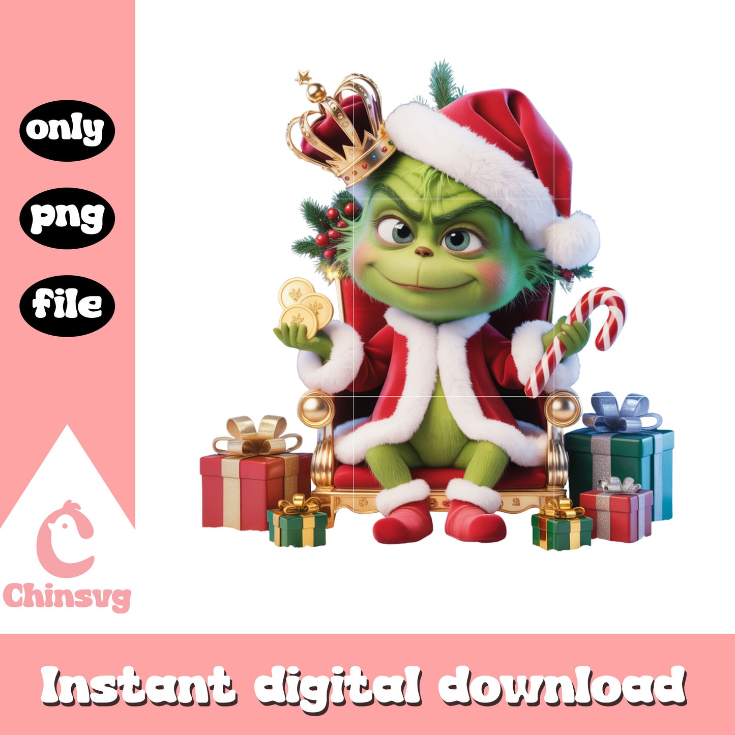 The king grinch christmas gifts png, image of grinch png