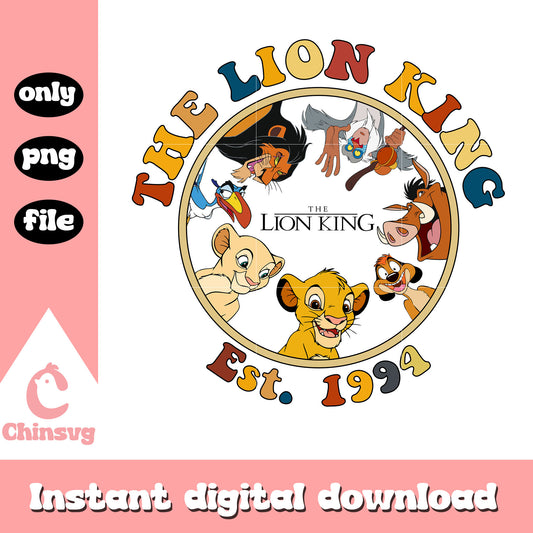 The lion king est 1994 retro circle outline png, the lion king png