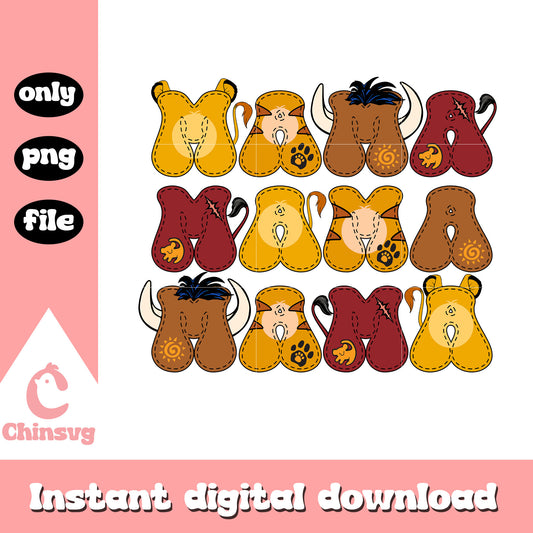The lion king mama font design png, disney png, the lion king png